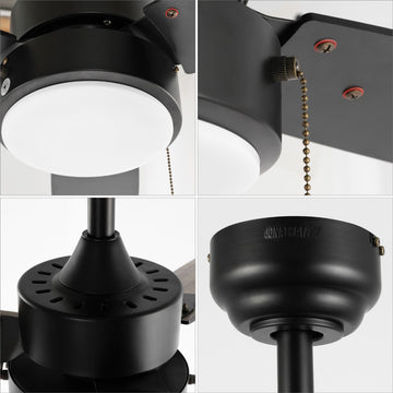 Blair 42" 1-Light Modern Minimalist 3-Speed Iron Height Adjustable Integrated LED Ceiling Fan with Pull Chains - JONATHAN Y